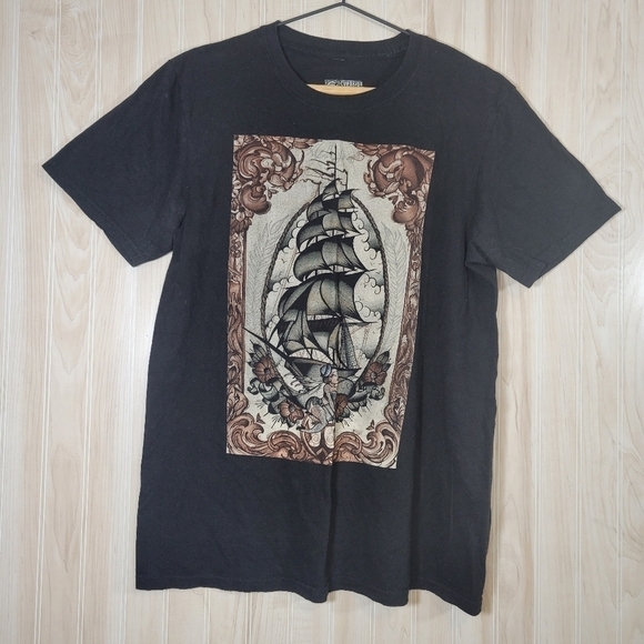 Curbside Clothing Dave Koenig Clipper Ship Men’s Tee Sz Med - Picture 2 of 5